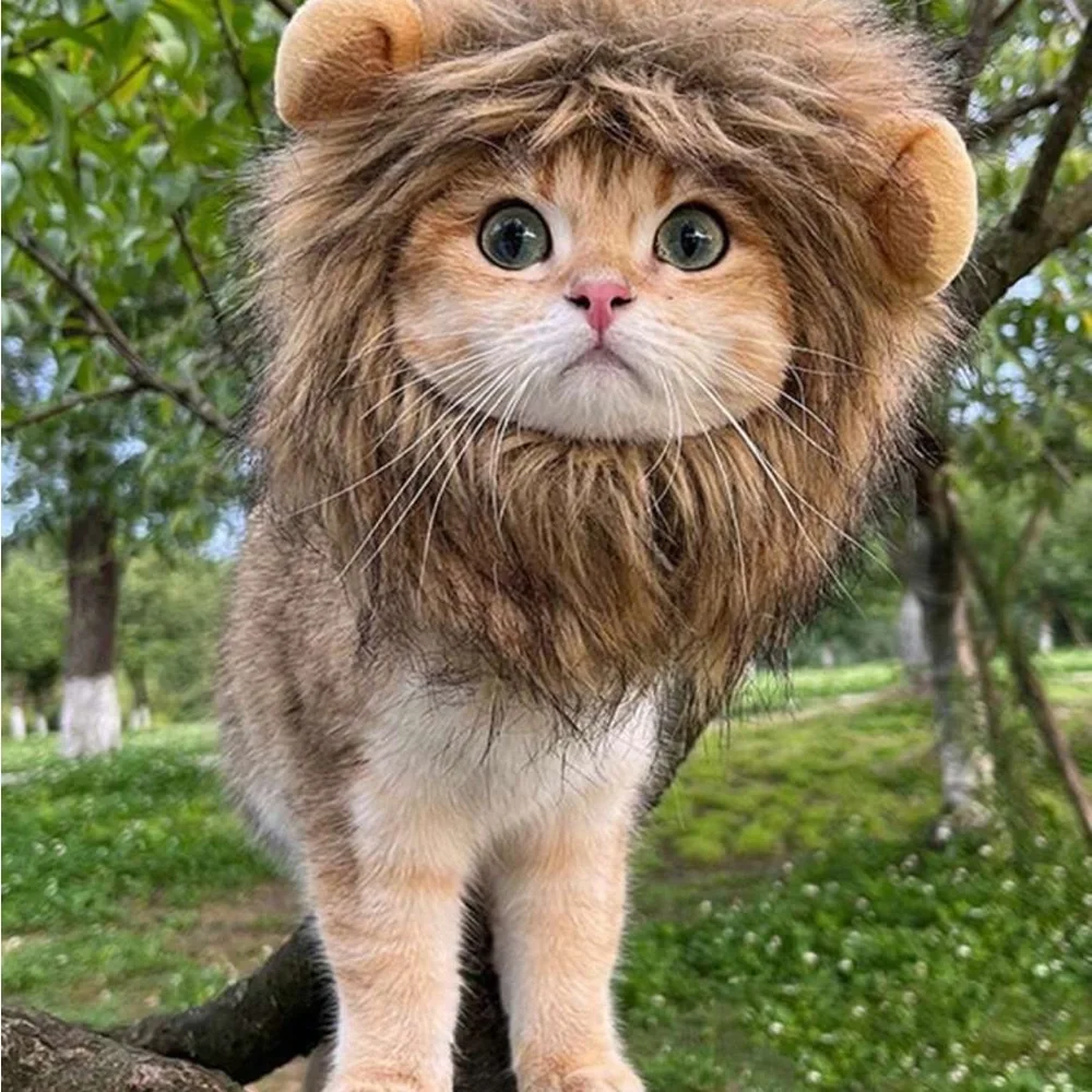 1pc Furry Lion Mane Wig For Cats & Dogs Funny Pet Costume Accessory